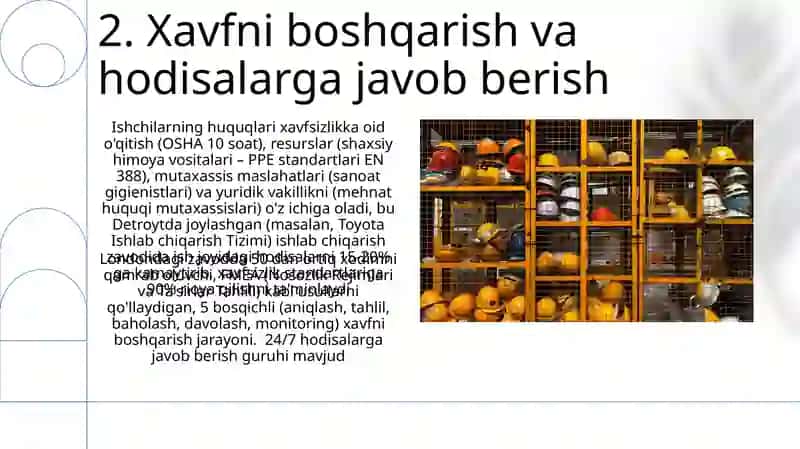 Mehnat muxofazasi hizmatini uyushtirishda korxona rahbarining huquq va vazifalari 4