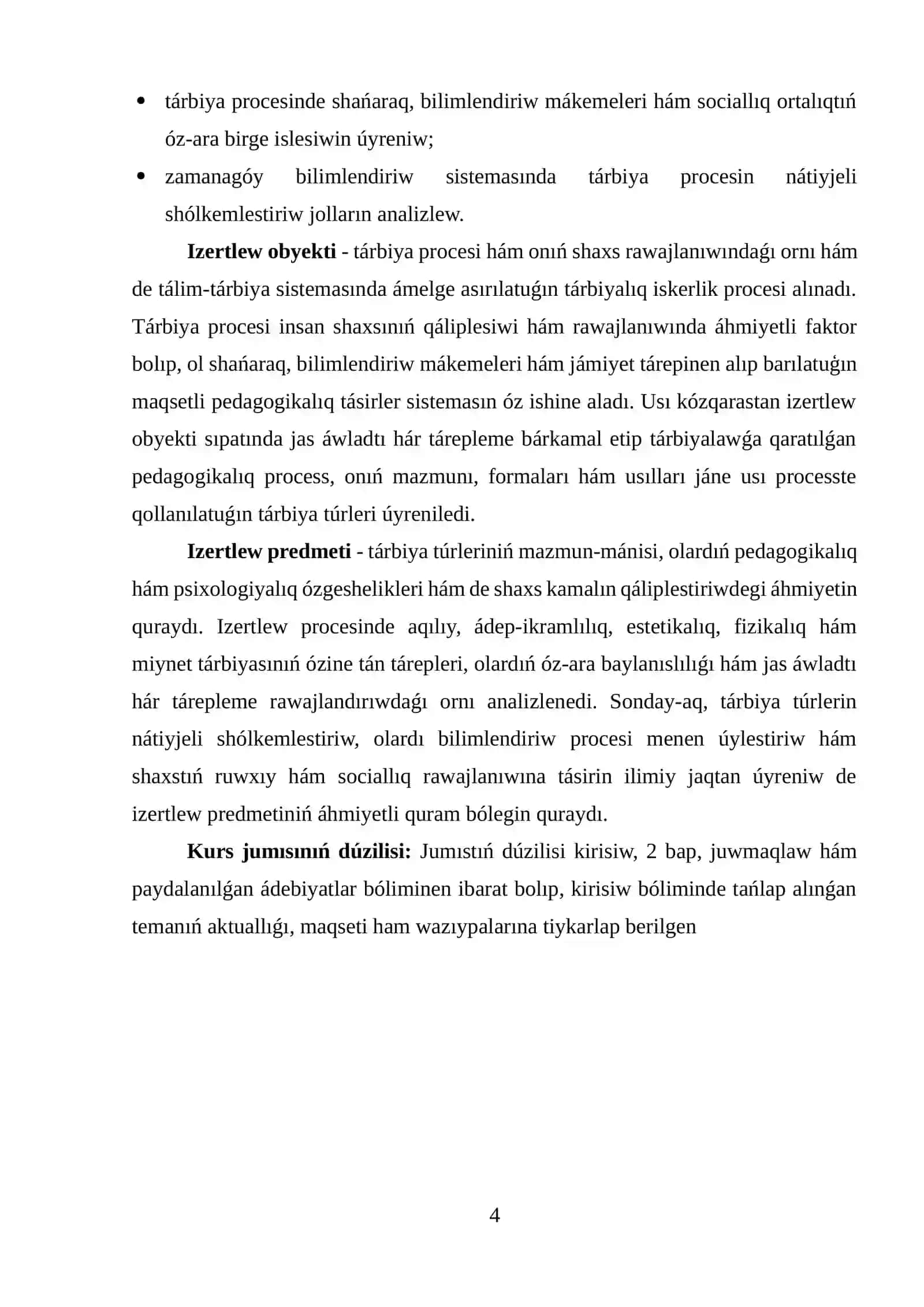 TÁRBIYANIŃ TEORIYALQ-TIYKARǴI MAZMUNI HÁM PSIXOLOGIYALIQ-PEDAGOGIYALÍQ ÁHMIYETI 4