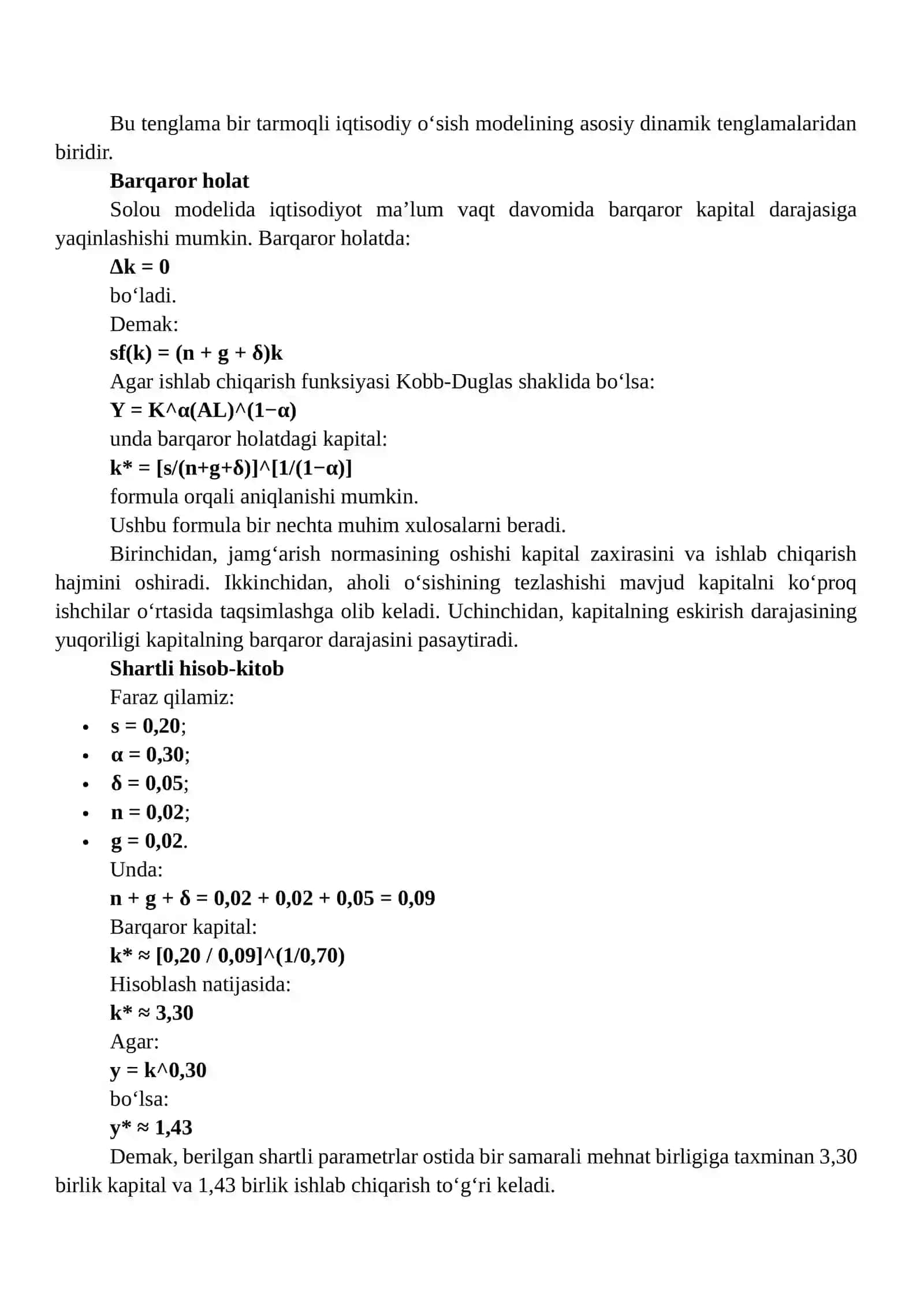 BIR TARMOQLI VA IKKI TARMOQLI IQTISODIY O‘SISH MODELLARI BO‘YICHA TAQQOSLAMA TAHLIL 4