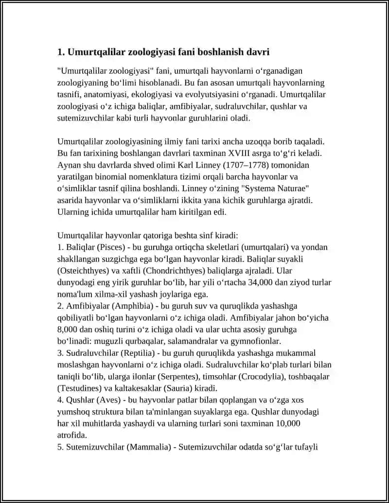 UMURTQALILAR ZOOLOGIYASI FANINING RIVOJLANISH TARIXI 4