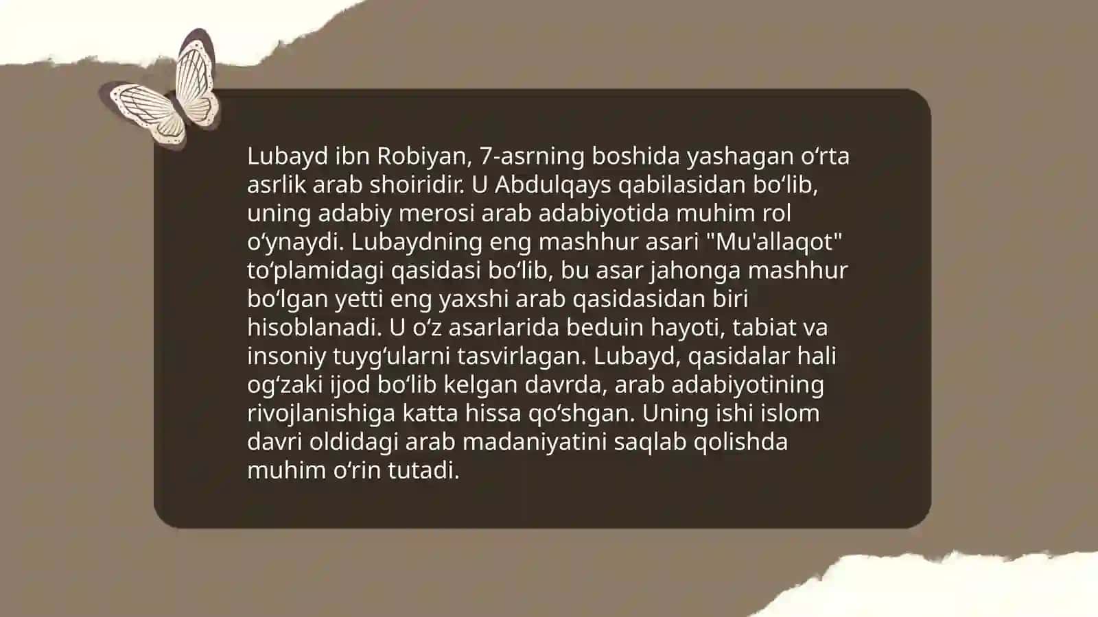 Lubayd ibn Robiyaning hayoti va ijodi 4