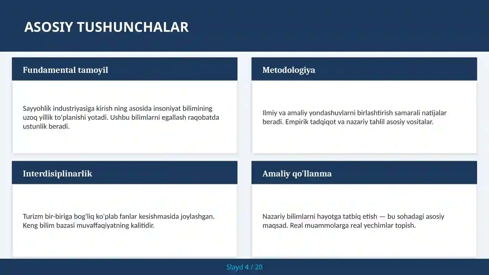 SAYYOHLIK INDUSTRIYASIGA KIRISH Global trendlar va O'zbekiston imkoniyatlari — rahbarlar uchun 2030 kelajak yili 4