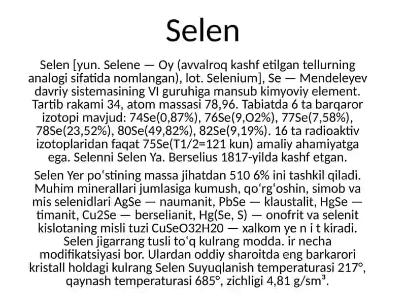 Selenit va Tellurit kislatalar 4