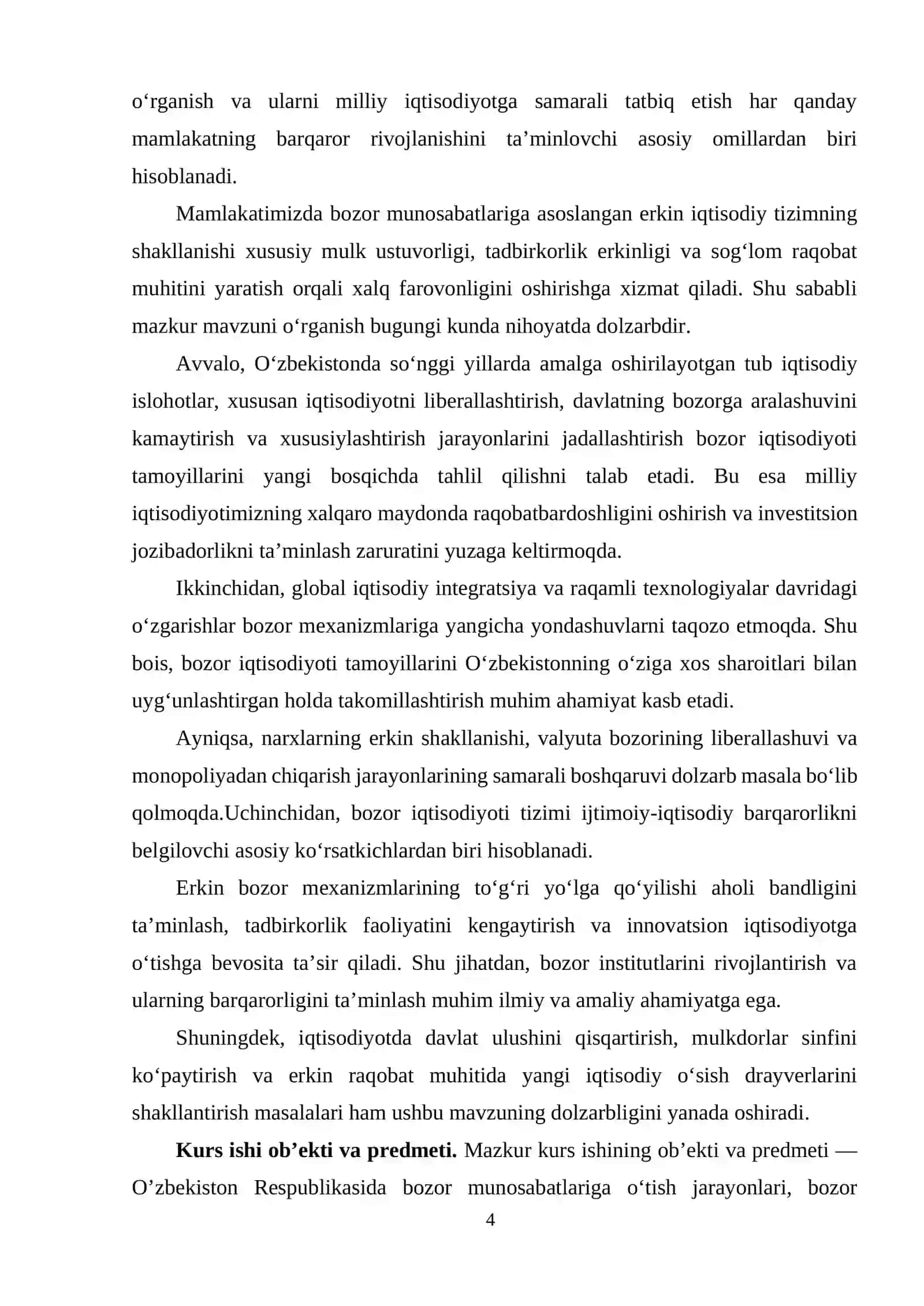 BOZOR IQTISODIYOTI TAMOYILLARI VA O’ZBEKISTON SHAROITIDA ULARNING AMALGA OSHIRILISHI 4