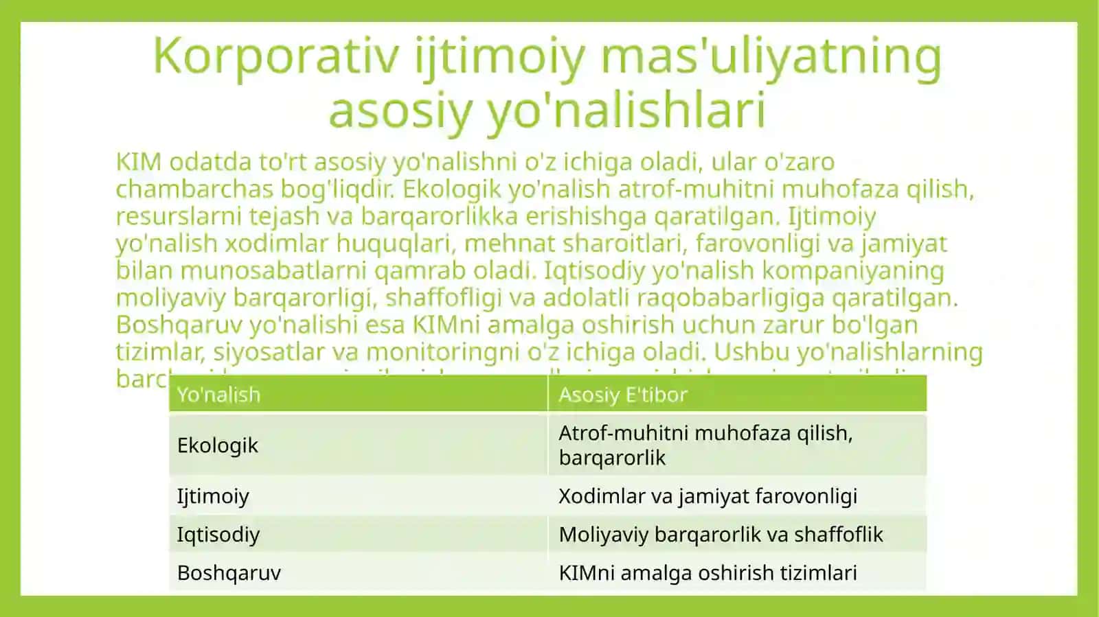 KORPORATIV IJTIMOIY MAS’ULIYAT VA ATROF-MUHITNI MUHOFAZA QILISHDA BIZNESNING ROLI 4
