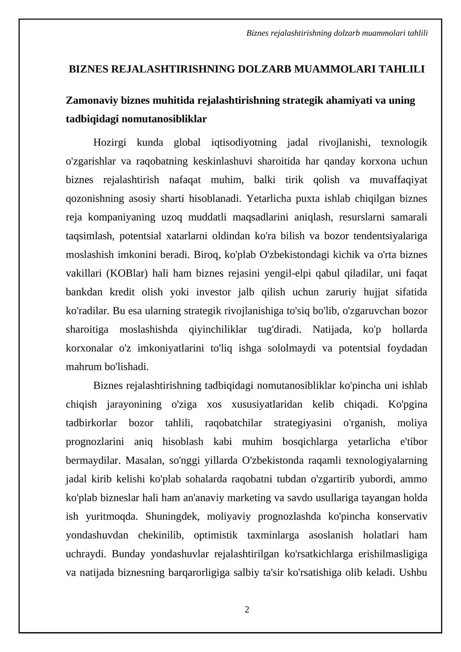 Biznes reja dolzarb masalalari buyicha 4