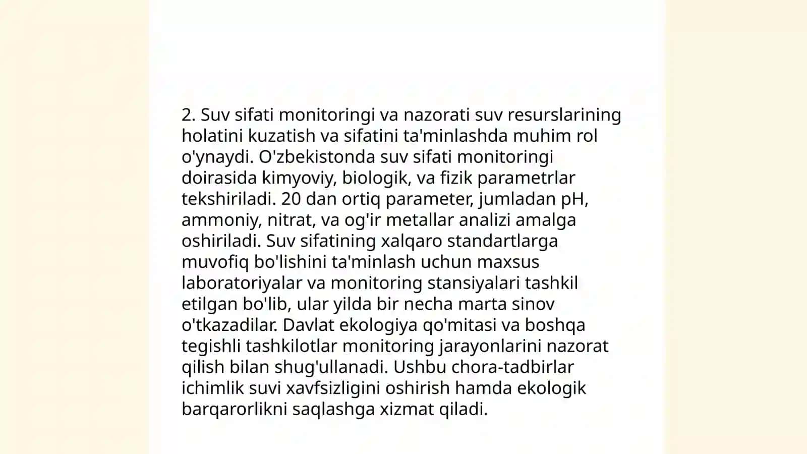 Suv havzalari ekologiyasi muammolarini yechish yo'llarini o'rganish 4