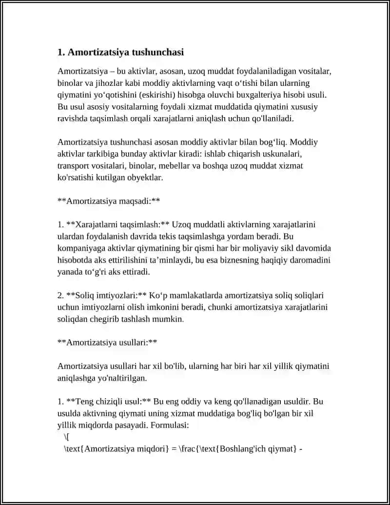 ASOSIY VOSITALAR VA NOMODDIY AKTIVLARGA AMORTIZATSIYA HISOBLASH 4
