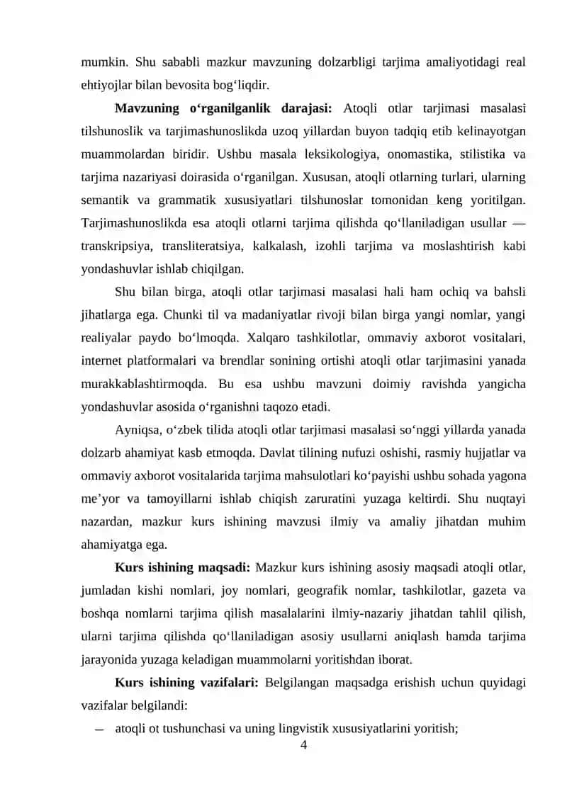 ATOQLI OTLAR, KISHI NOMLARI, JOY NOMLARI, GEOGRAFIK NOMLAR, TASHKILOT 4