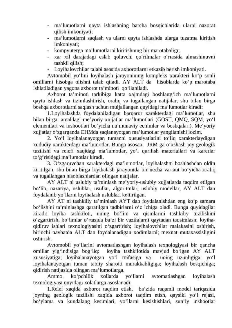 Avtomobil yo‘llarini avtomatlashtirish asoslari 4