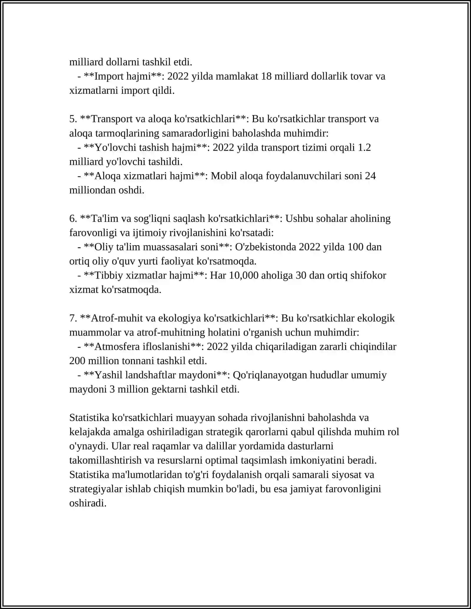 STATISTIK KO'RSATKICHLARNING MOHIYATI, TANSIFLARI VA TURLARI 4