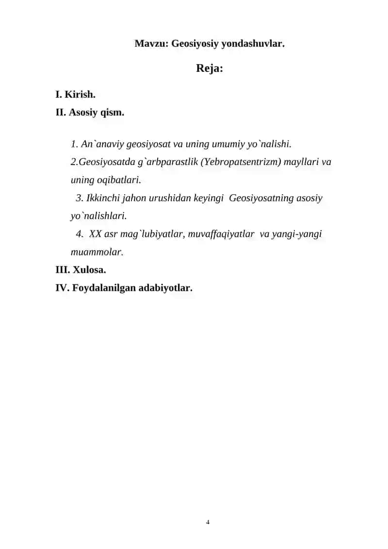 Geosiyosiy yondashuvlar 4