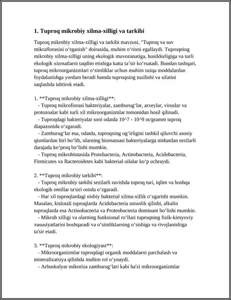 Tuproq mikrobiy xilma-xilligi va tarkibi 4