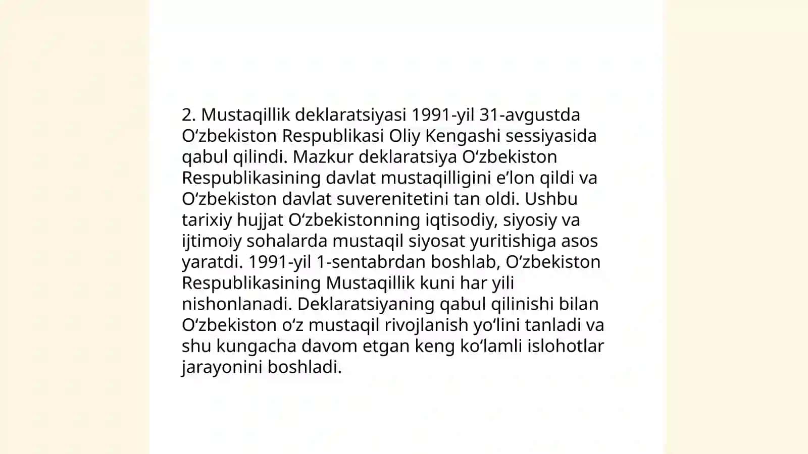 Mustaqil O'zbekiston Reapublikasining tashkil topishi va uning tarixiy ahamiyati 4