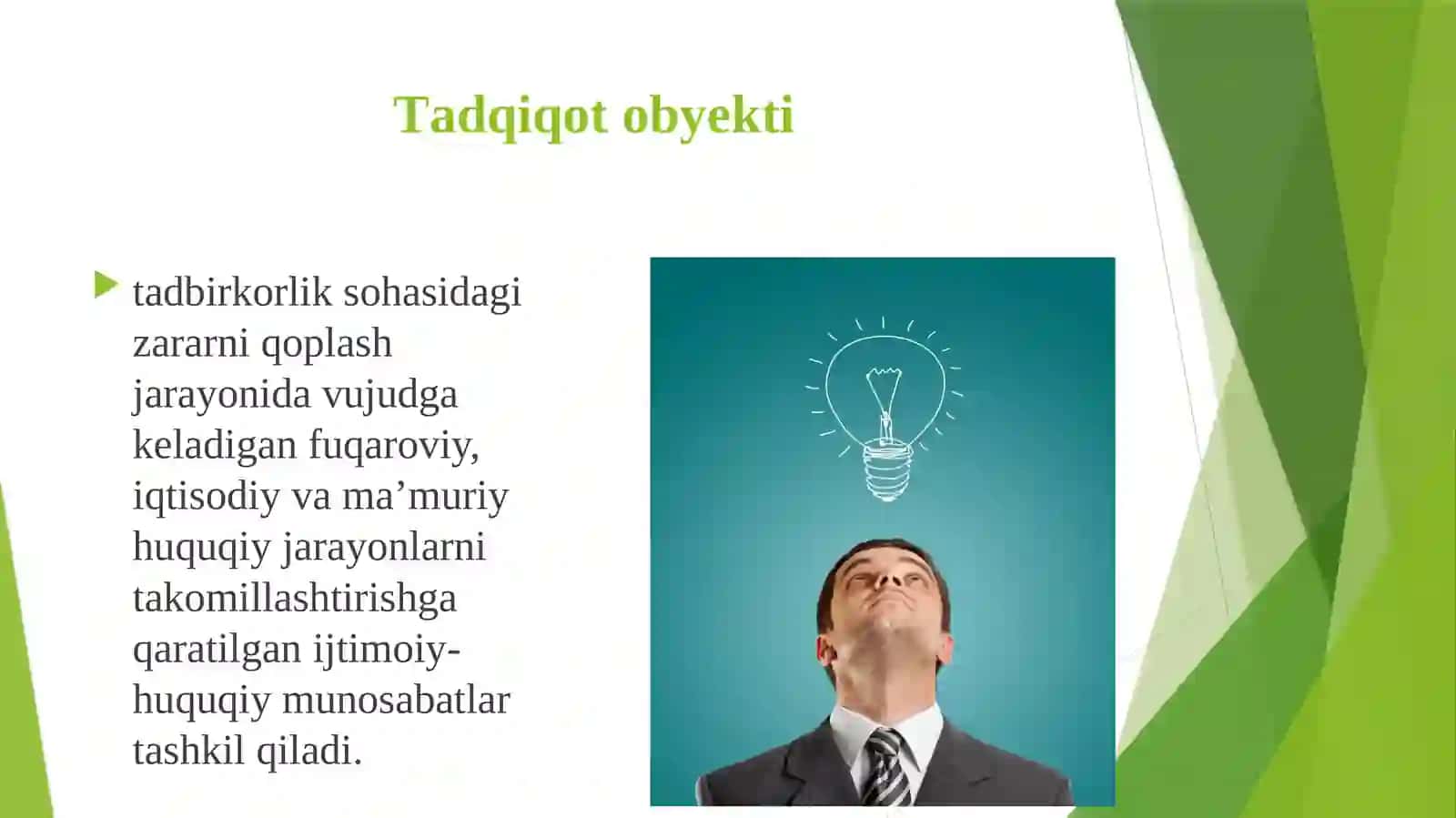 TADBIRKORLIK SOHASIDAGI ZARARLARNI QOPLASH – HUQUQLARNI HIMOYA QILISH SHAKLI SIFATIDA 4
