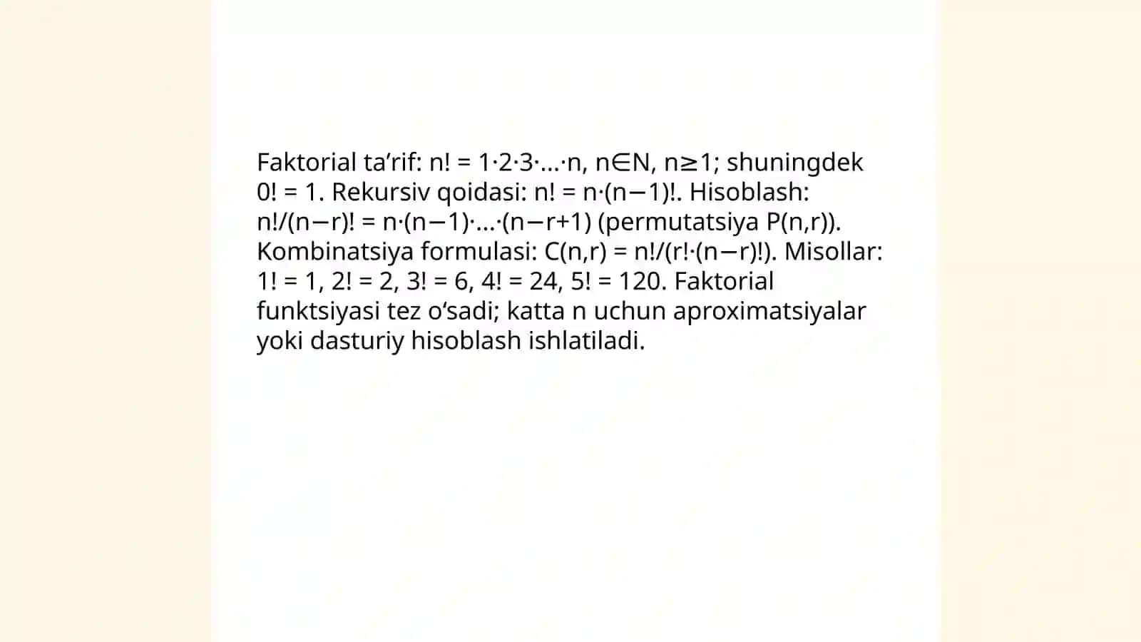 Kombinatorika elementlari. Yigʻindi va koʻpaytma qoidasi 4
