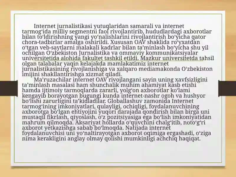 Internet jurnalistikasida kasbetika sima mavzusida 4