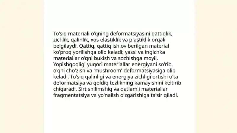To'siq orqali deformatsiyalangan o'qlar bilan jarohatlanish xususiyatlari 4