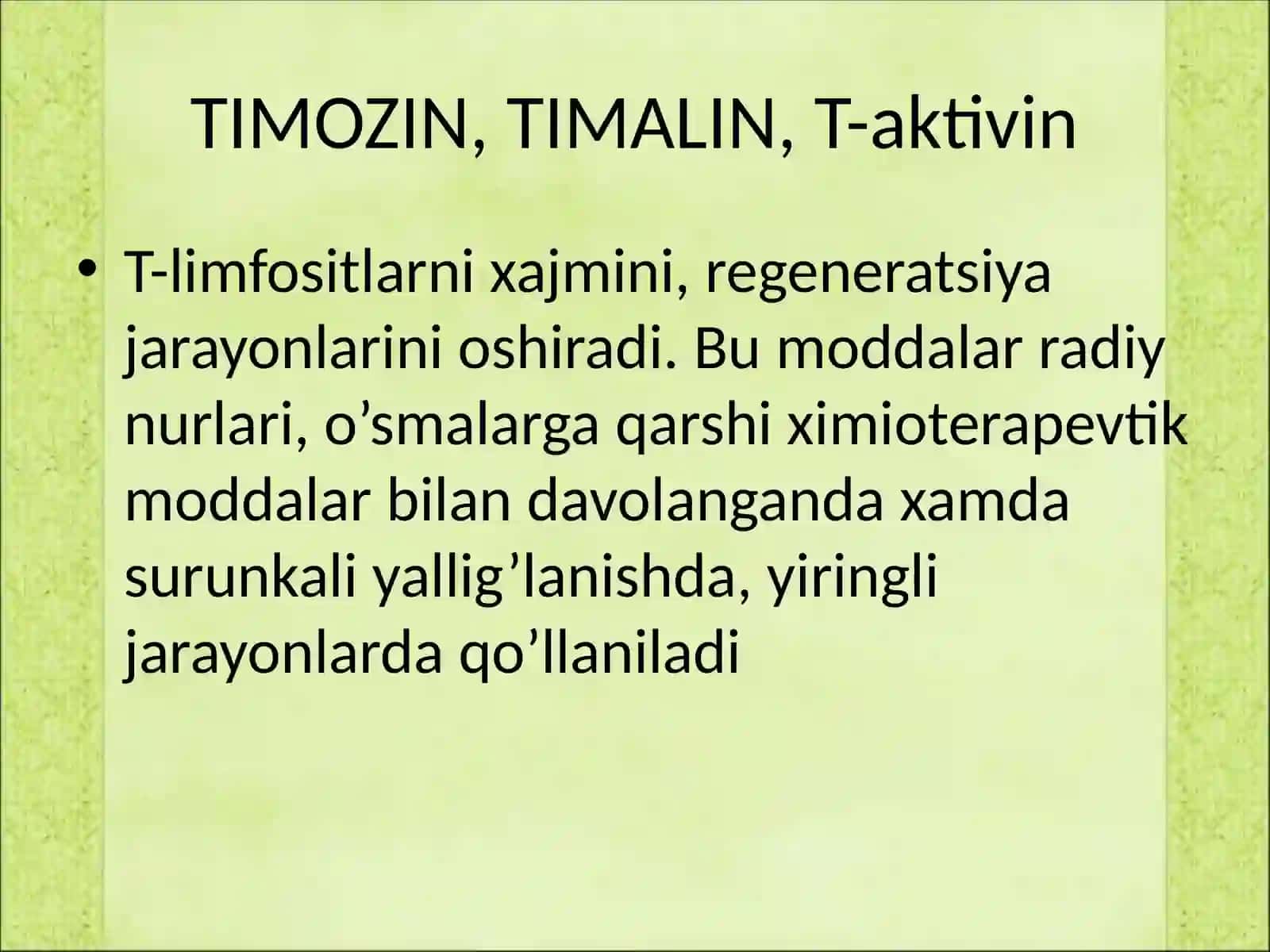 Immunitetga ta’sir etuvchi moddalar. Allergik kasalliklarda qo’llaniladigan moddalar 4