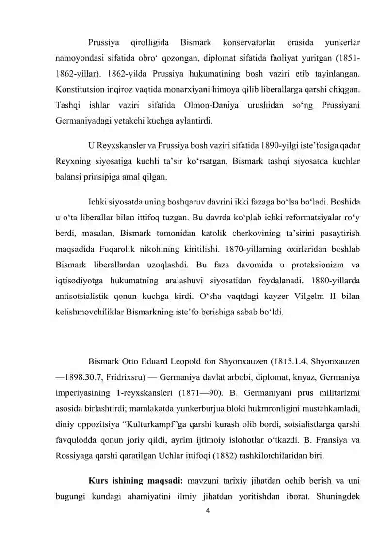 Germaniya Davlatlarining Birlashishi, Otto Fon Bismark Faoliyati 4