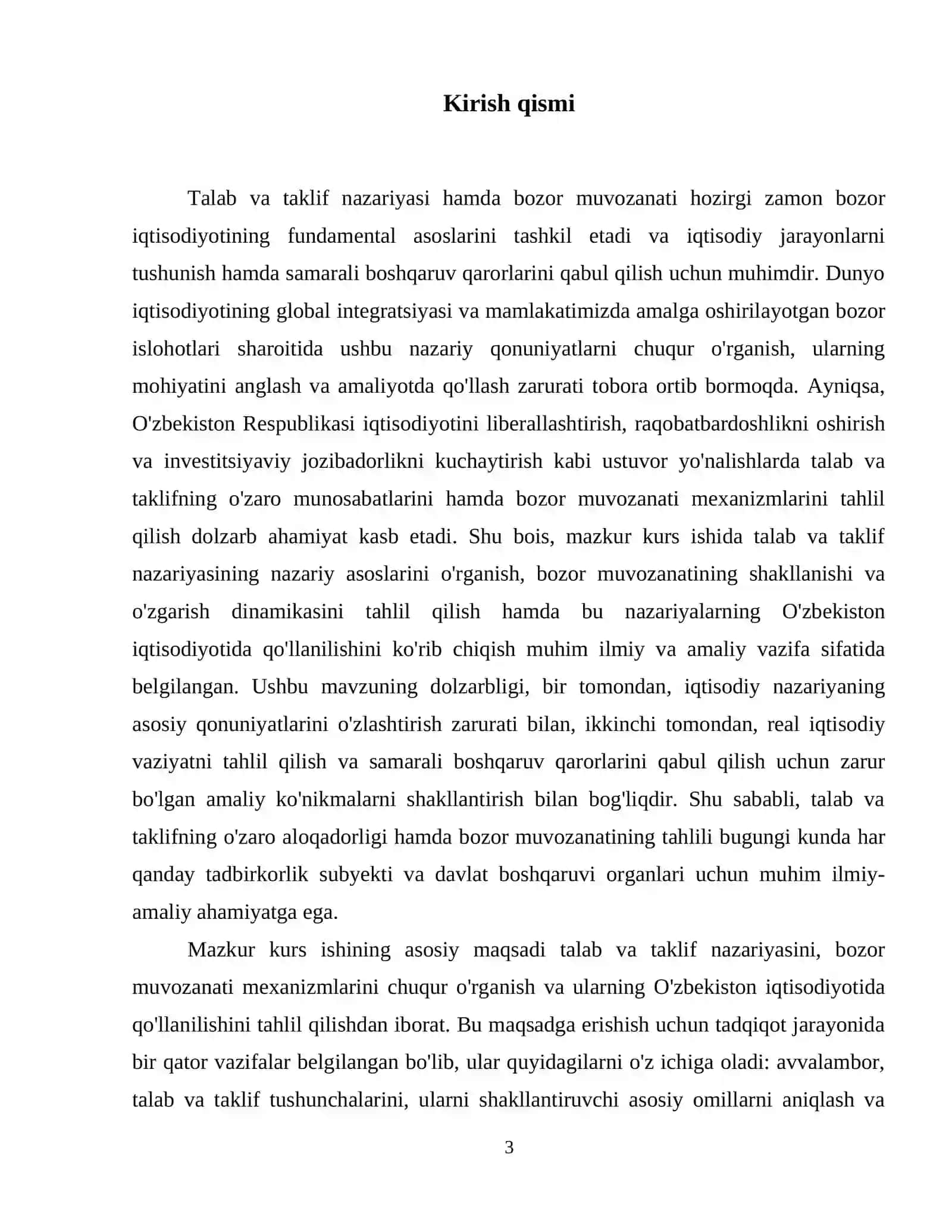 TALAB VA TAKLIF NAZARIYASI. BOZOR MUVOZANATI 4