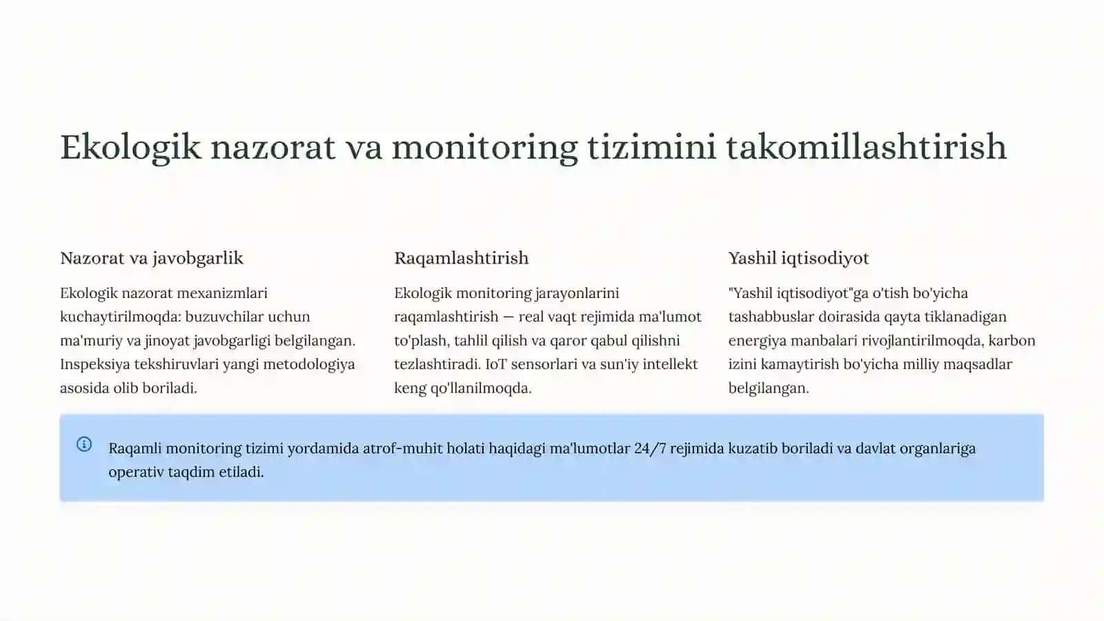 Ekologik xavfsizlik tizimi:Barqarorkelajaksariqadam 4