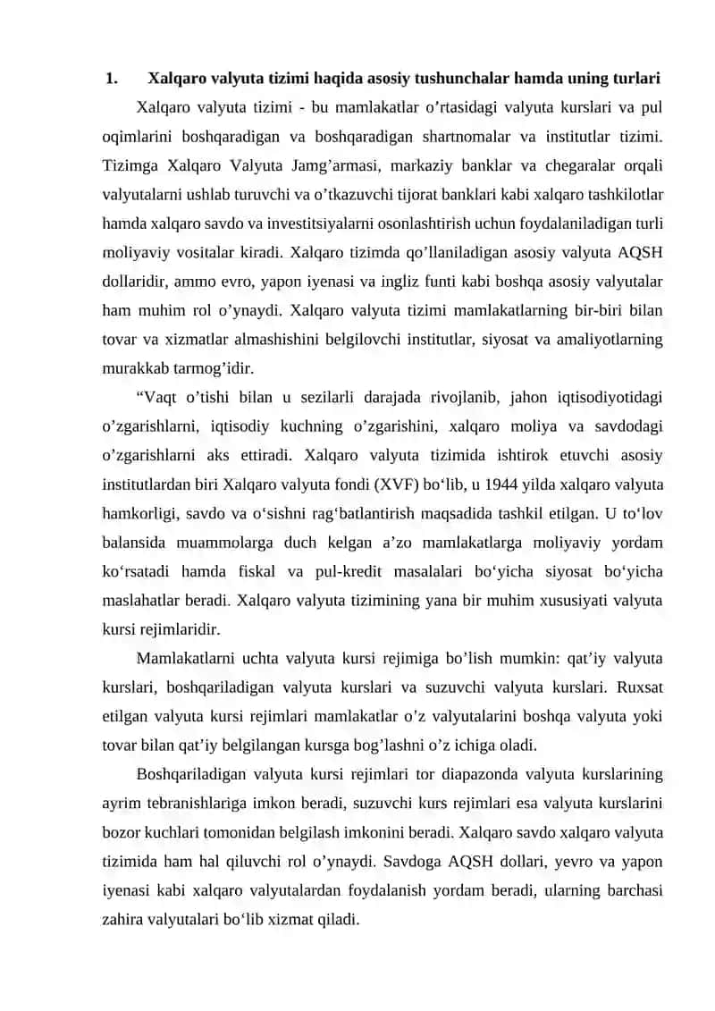 Xalqaro Valyuta Tizimi va uning O'zgarishi 4