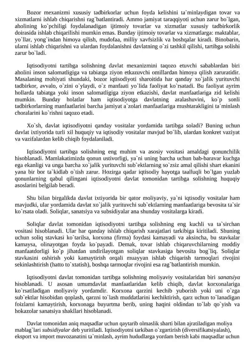 Iqtisodiyotni boshqarish va tartibga solishda davlatning roli 4