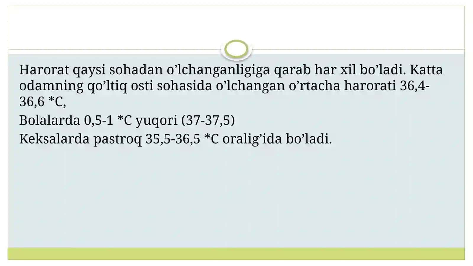 Termometriya. Tanaharoratinio‘lchash texnikasi va uni registratsiya qilish 4