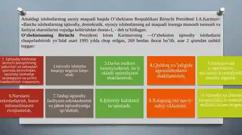 O’ZBEKISTONDA IQTISODIY ISLOHOTLARNING AMALGA OSHIRILISHI, BOZOR MUNOSABATLARINING SHAKLLANISHI 4