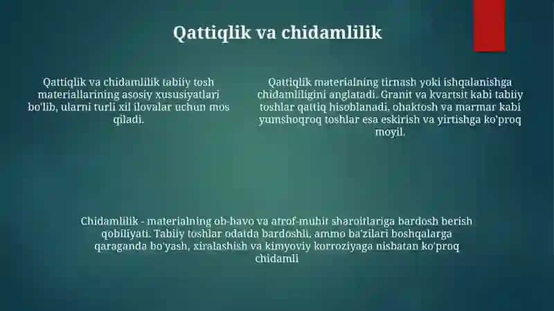 Tabiiy tosh materiallarining asosiy xususiyatlari 4