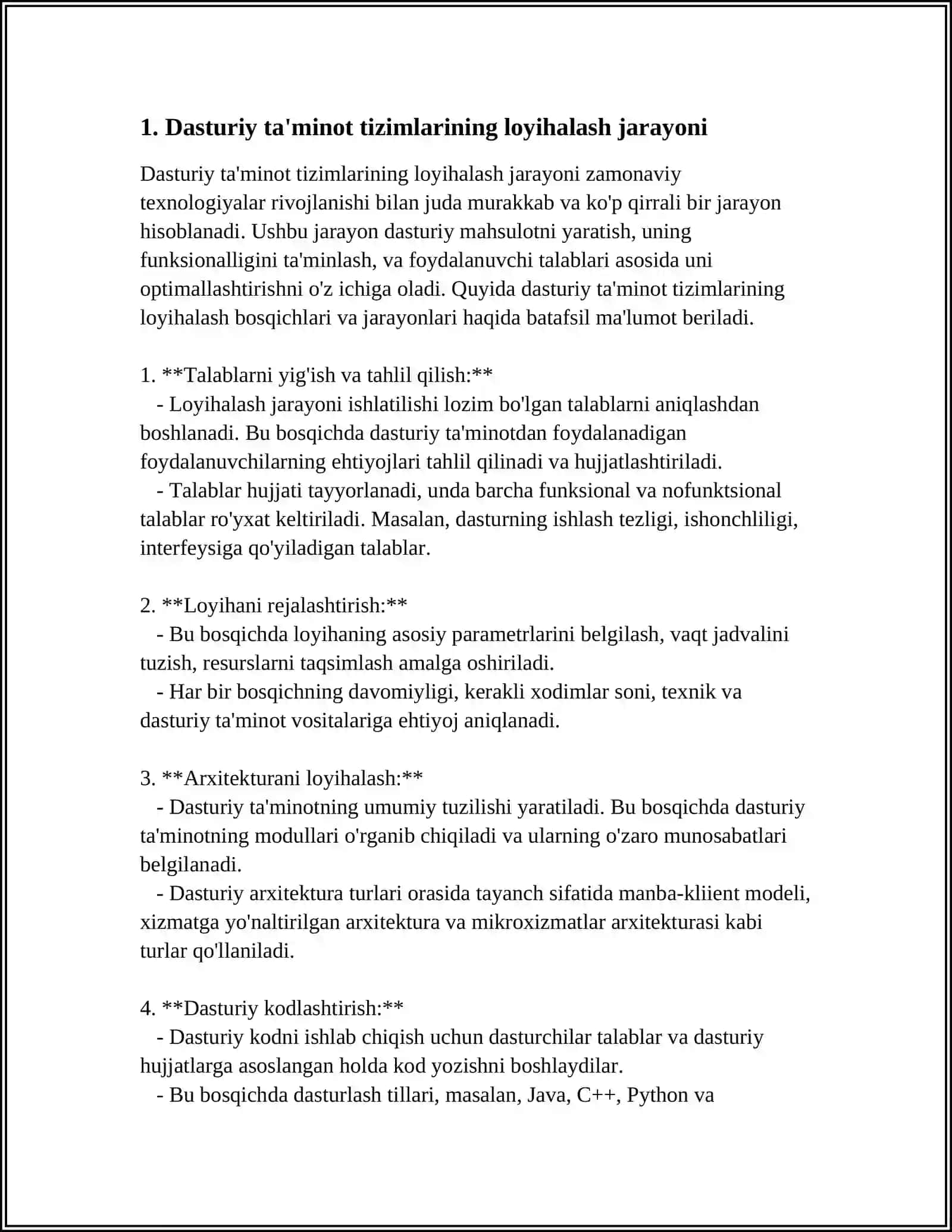 Dasturiy ta'minot tizimlarining loyihalash 4