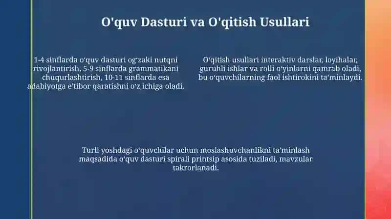 Ona tilini o'qitishga oid sinflar kesimida loyiha tayyorlash 4