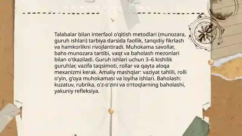 Tarbiya fanini o'qitish metod va vositalari 4