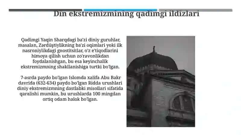 Diniy fanatizm, fundamentalizm va terrorizmning tarixi va hozirgi davrda xavfsizlikka tahdidi 4