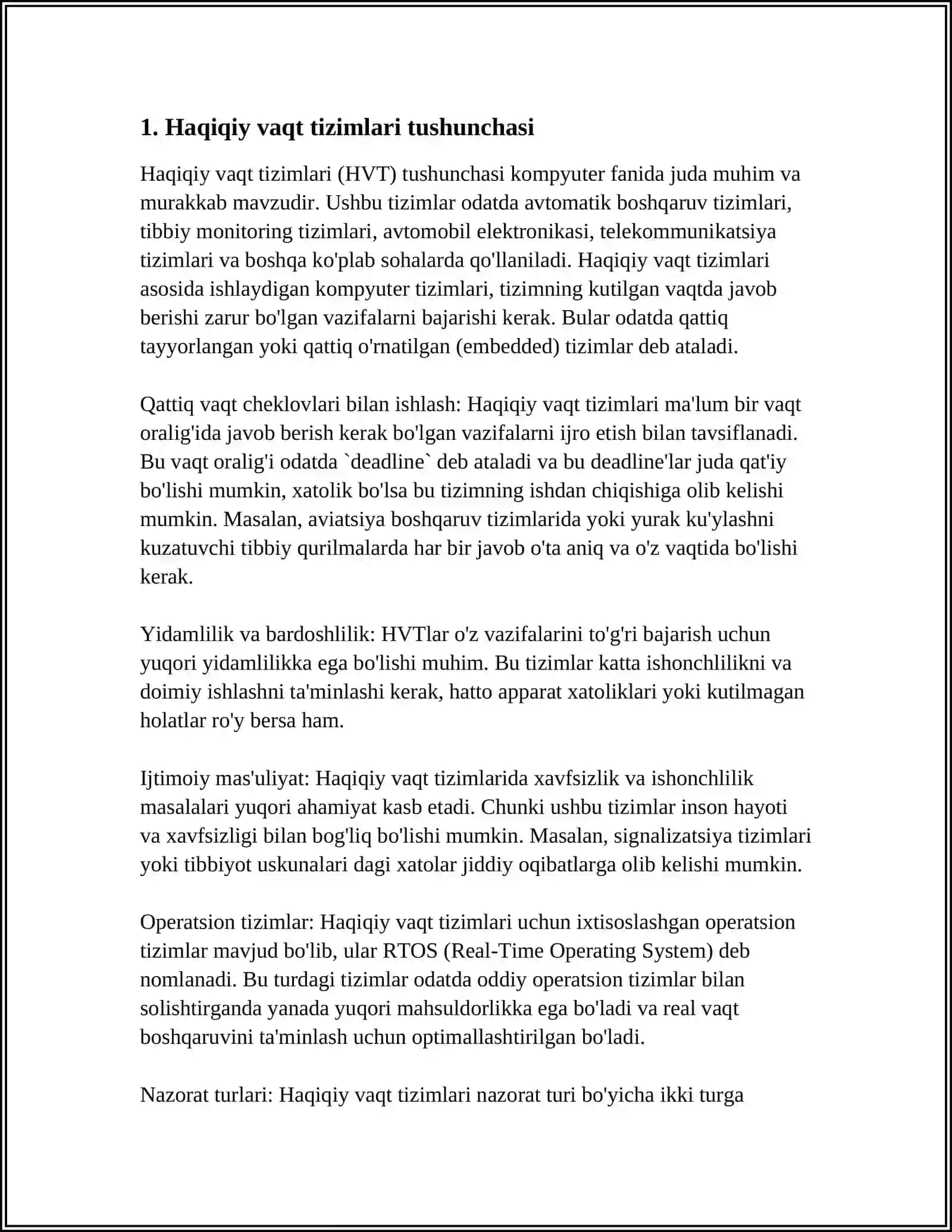 REAL VAQT TIZIMLARIDA UMUMLASHTIRILGAN VAZIFALARNI REJALASHTIRISH 4