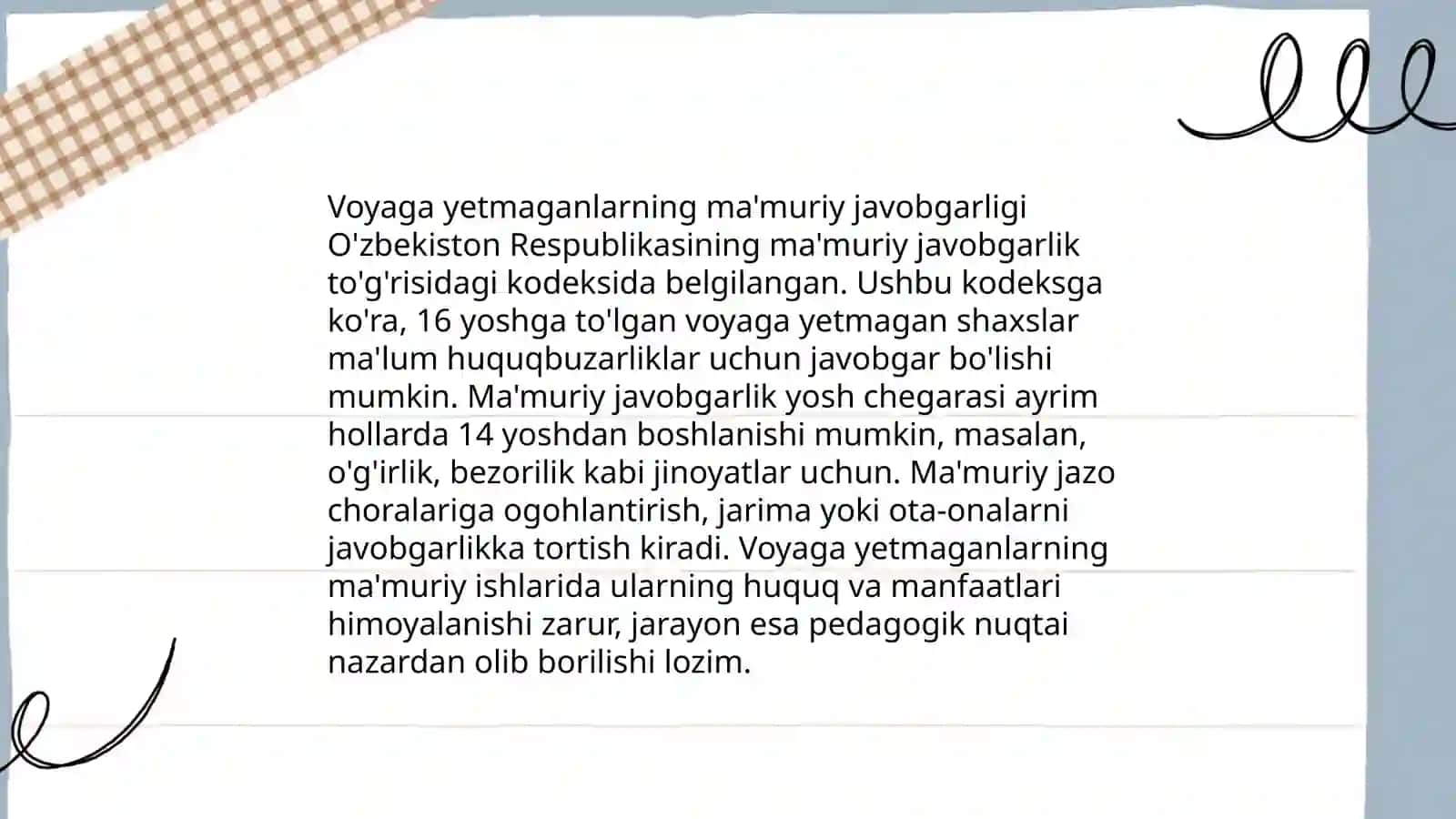 Voyaga yetmaganlar javobgarligi va uning o’ziga xos xususiyatlari 4