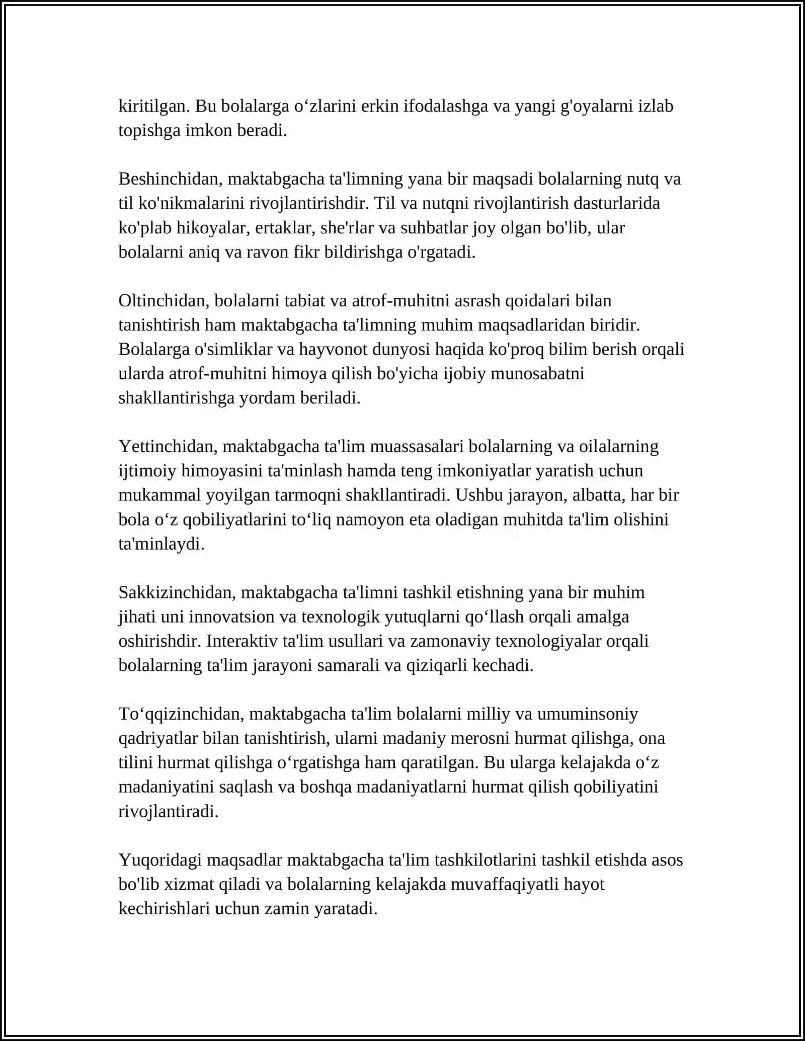 UMUMIY TIPDAGI DAVLAT VA NODAVLAT MAKTABGACHA TAʼLIM TASHKILOTLARINI TASHKIL QILISH 4