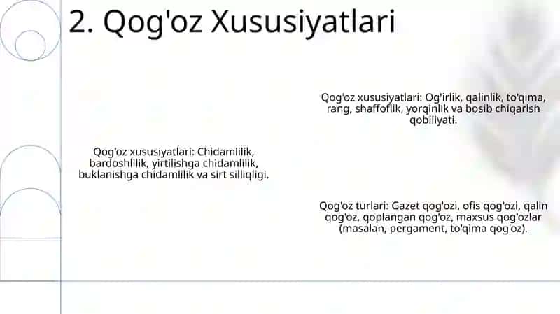 Qogʻozning turlari va xususiyatlari 4