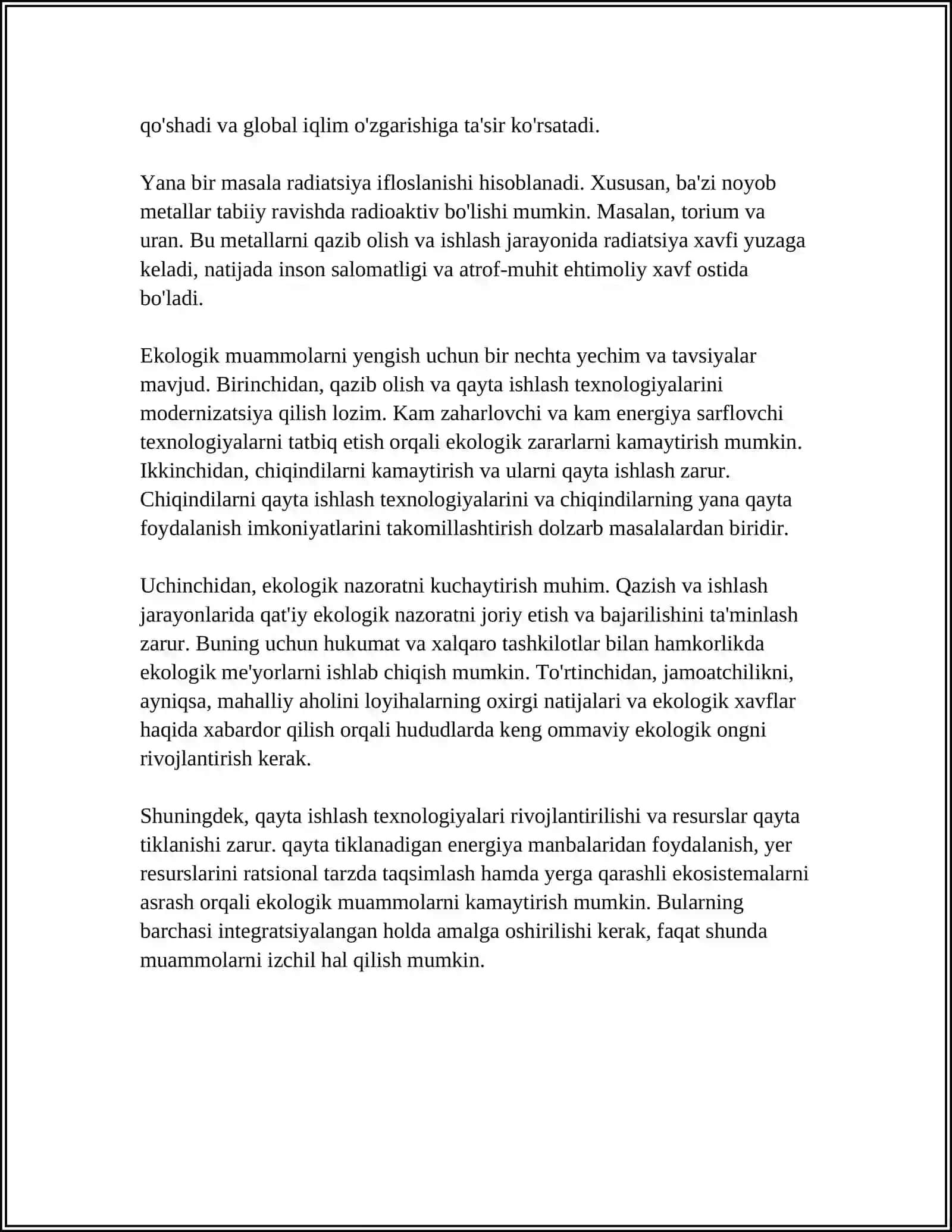 NOYOB METALLARNI ISHLAB CHIQARISHDA EKOLOGIK MUAMMOLAR VA ULARNING YECHIMI 4