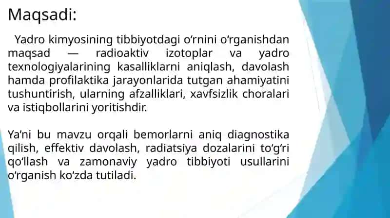 Yadro kimyosing tibbiyotdagi o’rni 4