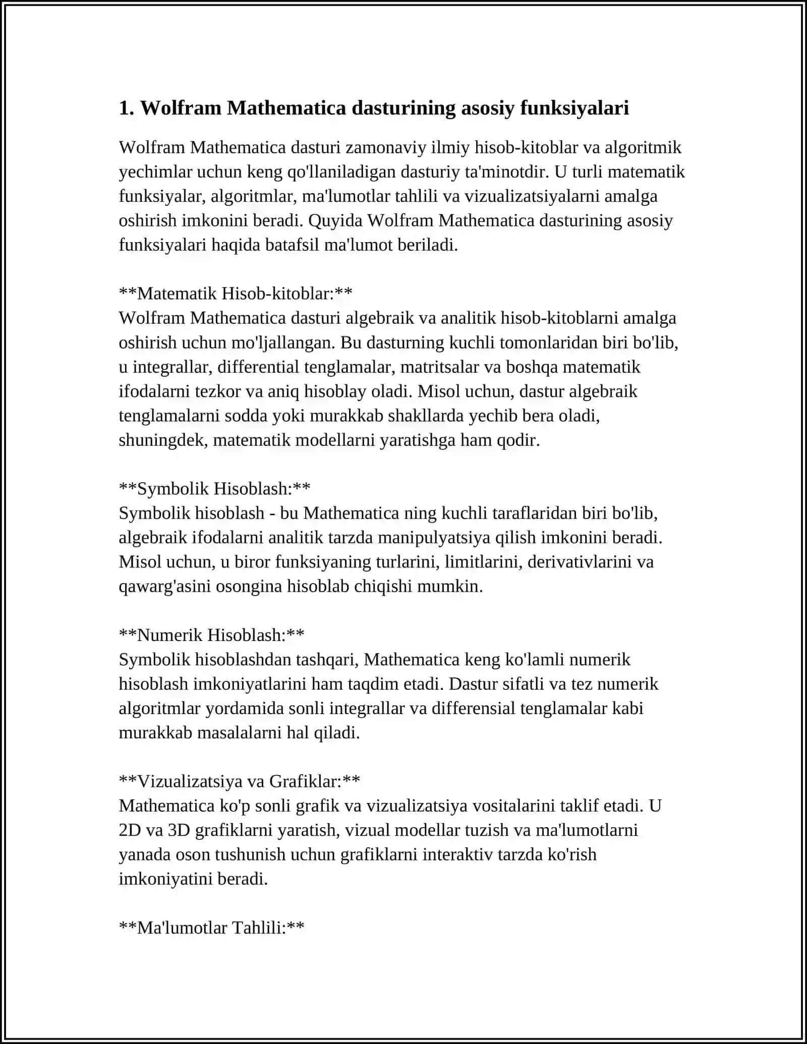 WOLFRAM MATHEMATICA SIMULYATSIYA MUHITI 4