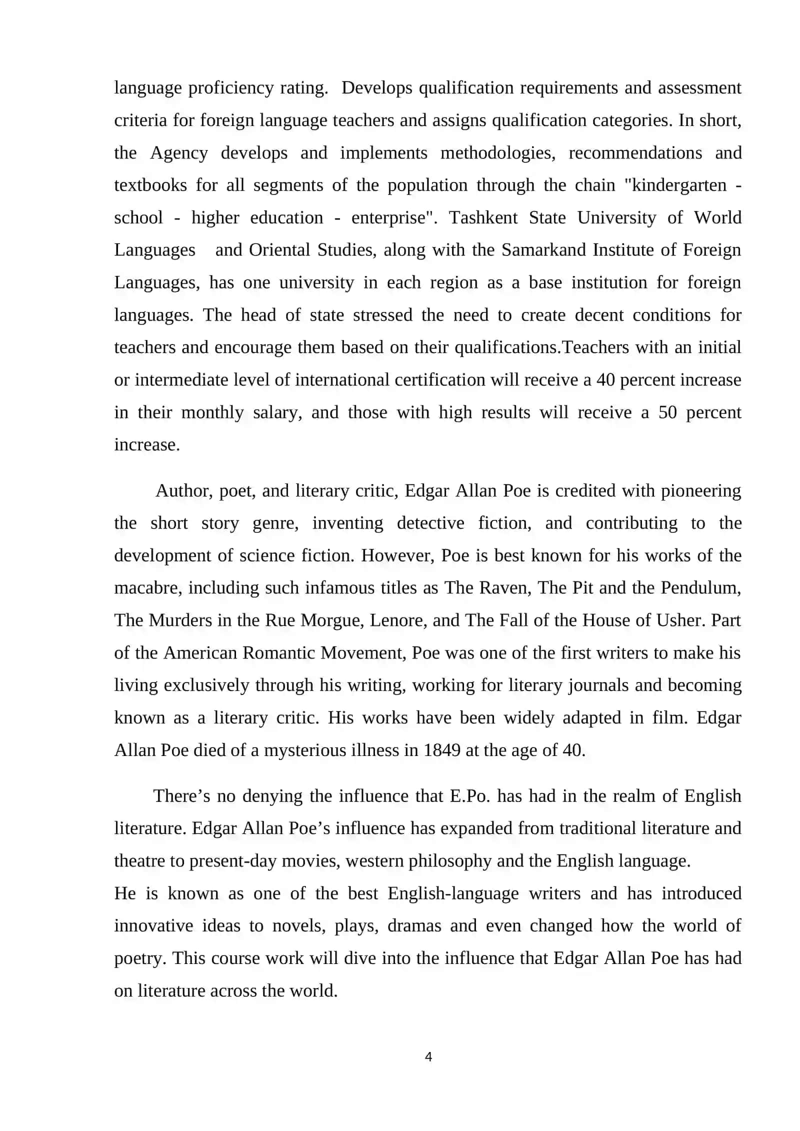 Features of fiction in the works of E.Po 4