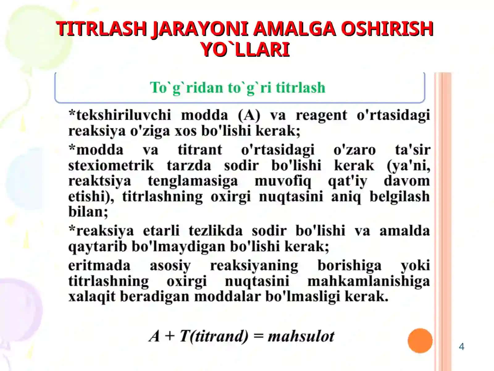 TITRLASHNING OKSIDOMETRIYA VA CHO`KTIRISH METODLARI 4