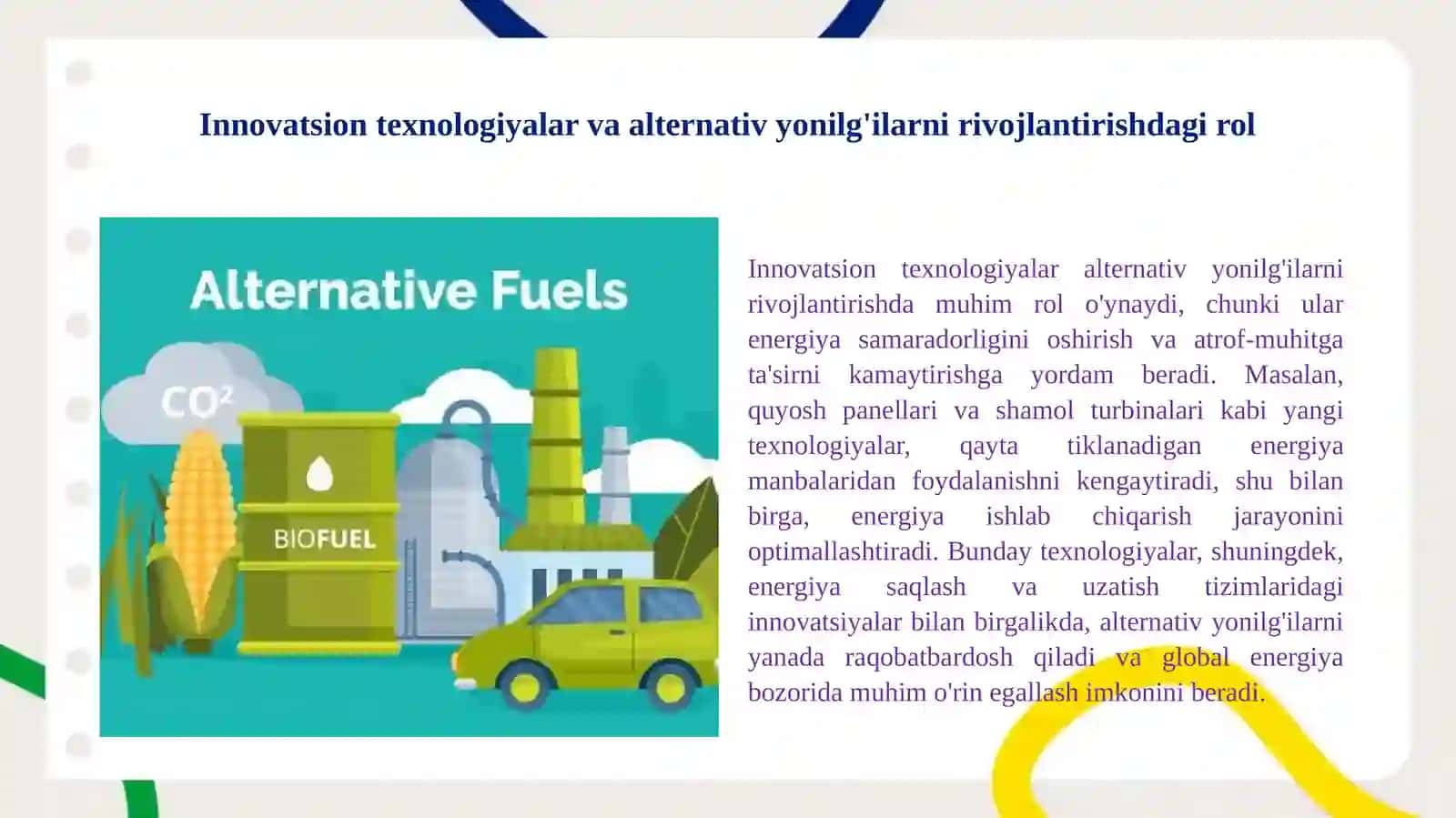 Alternativ yonilg'ilar haqida 4