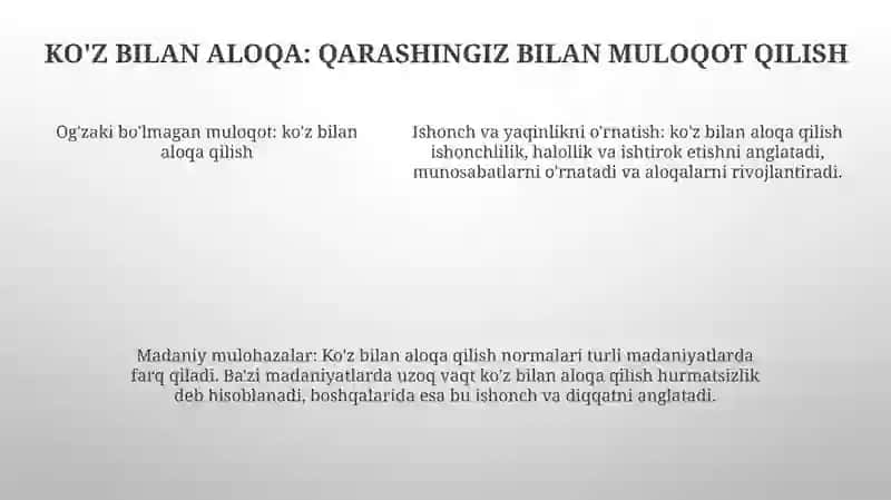 Bizness Muloqotning Noverbal Vositalari 4