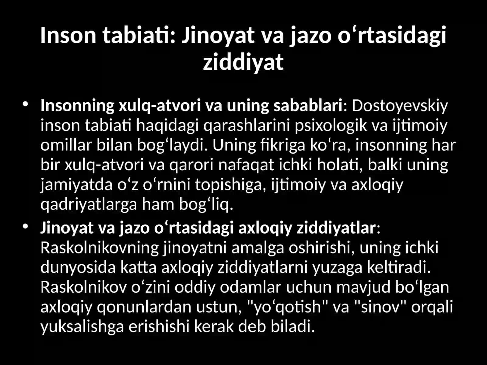 Fyodr Dostoyevskiyning “Jinoyat va jazo” romanida inson tabiati talqini 4