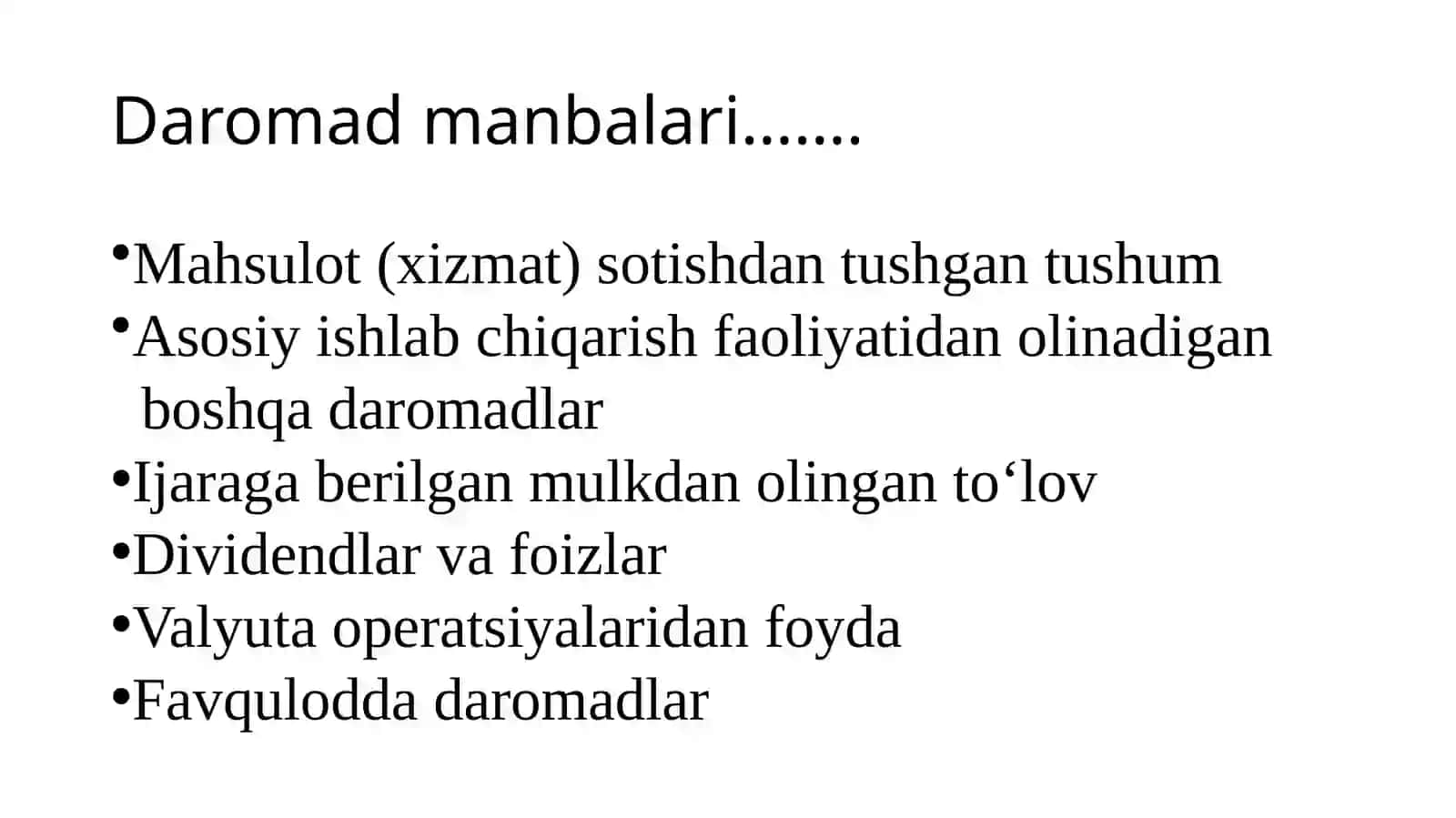 Korxona Nining Daromadi va Foydasi 4