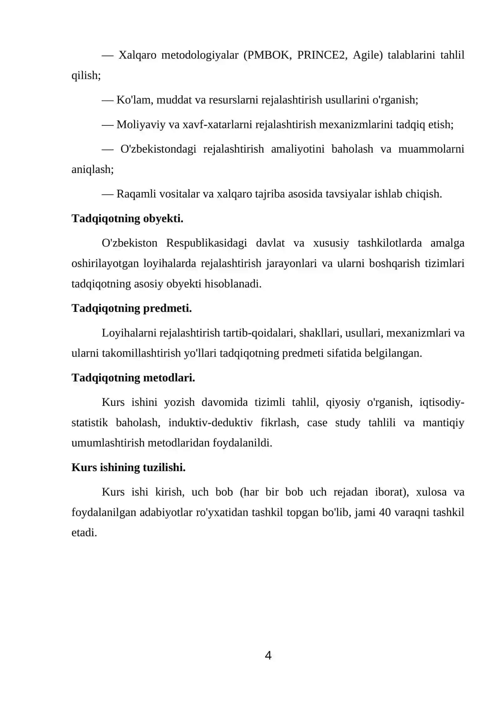 Loyihalarni Rejalashtirishning Asosiy Tartib-Qoidalari 4