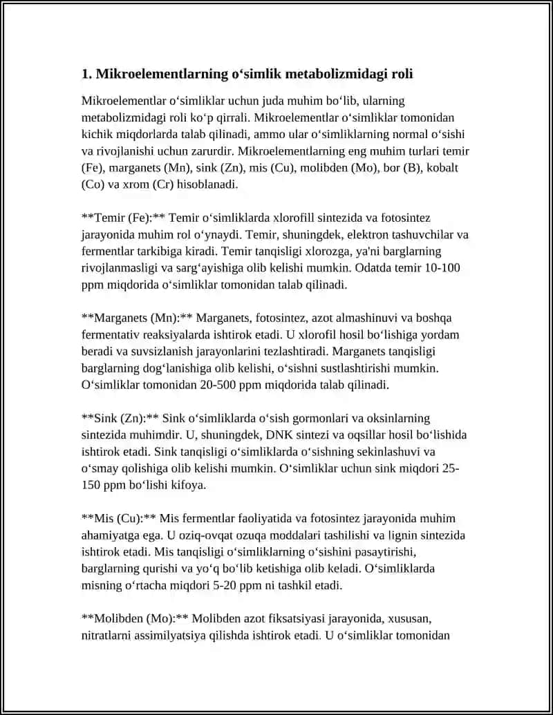 MIKRO ELEMENTLAR VA ULARNING QISHLOQ XOʻJALIGIDA AHAMIYATI 4